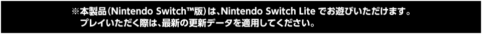 ※本製品（Nintendo Switch™版）はNintendo Switch Liteでお遊びいただけます。プレイいただく際は、最新の更新データを適用してください。